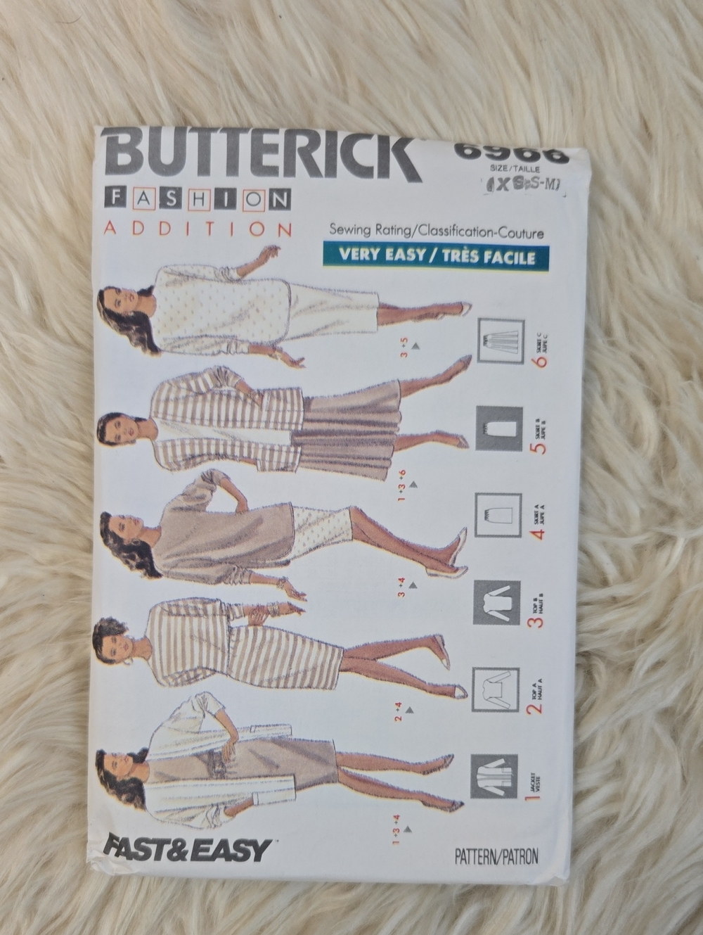 Butterick Vintage Fashion Addition Jacket Top & Skirt Sewing Pattern 6966
